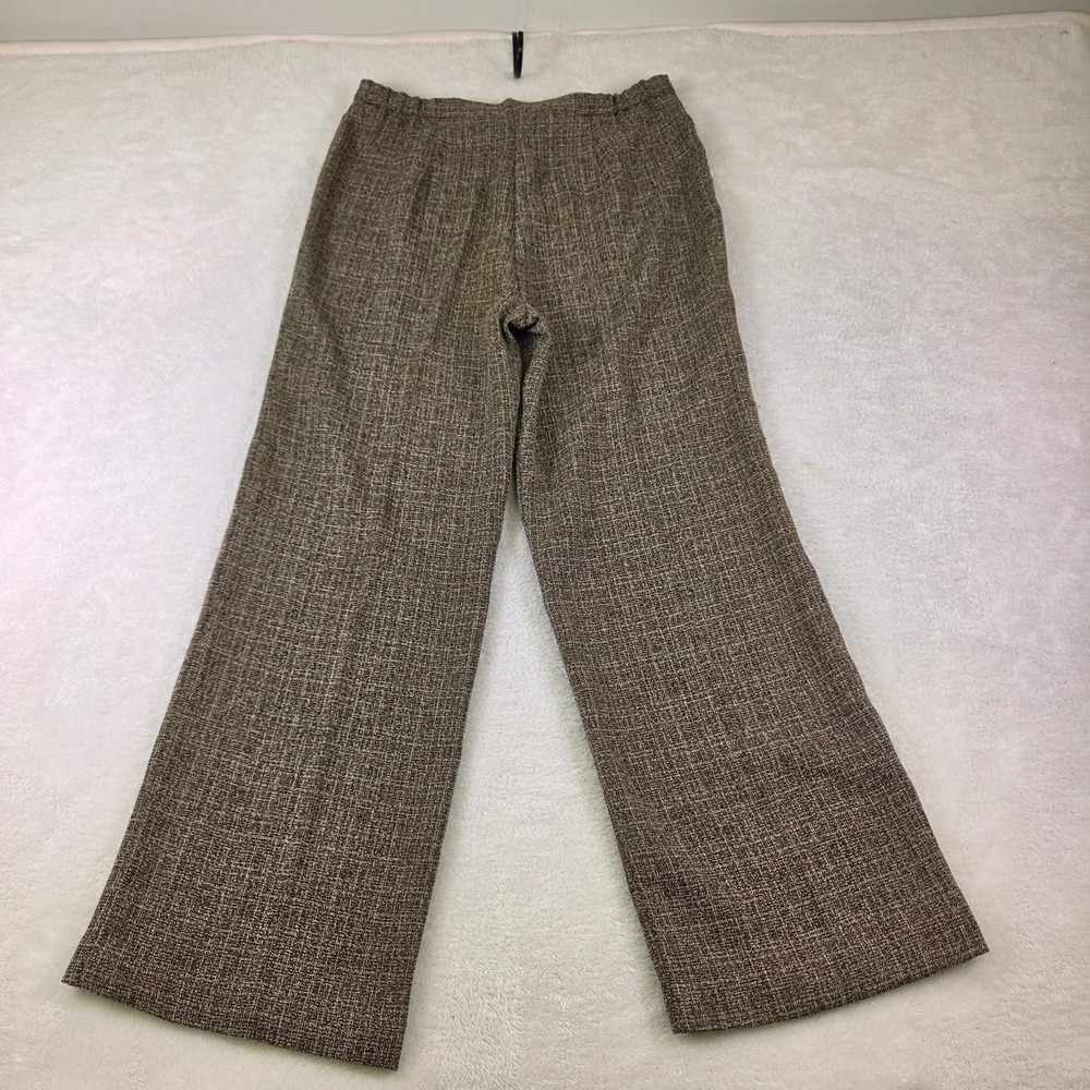 Studio I Brown Tweed 2 Piece Pant Suit Blazer Wide Leg Trousers Set Size 14 - Picture 9 of 10